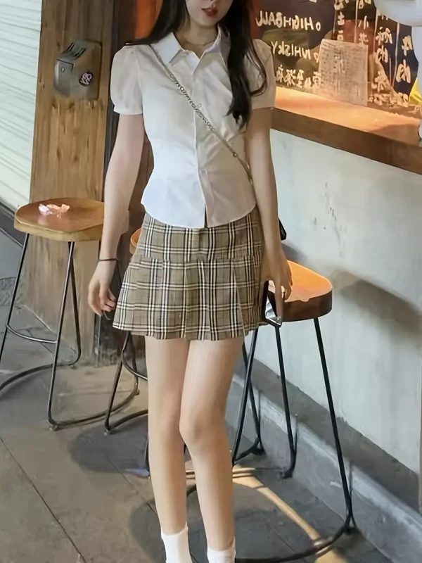 Preppy Style Solid Color Button Up Shirt