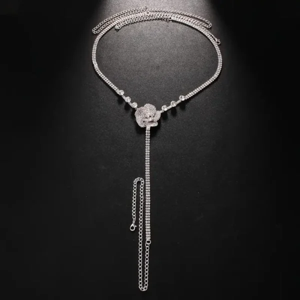 Chic Summer Floral Rhinestone Lingerie Chain