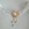 Oval Imitation Pearl Tassel Decoration Necklace