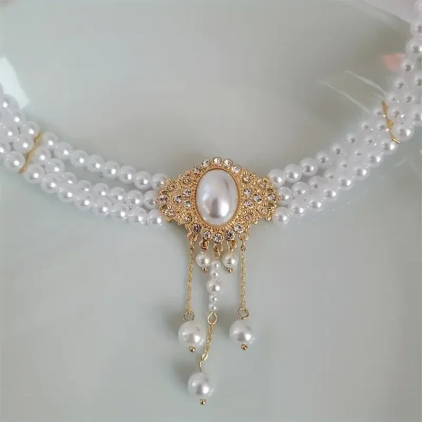 Oval Imitation Pearl Tassel Decoration Necklace