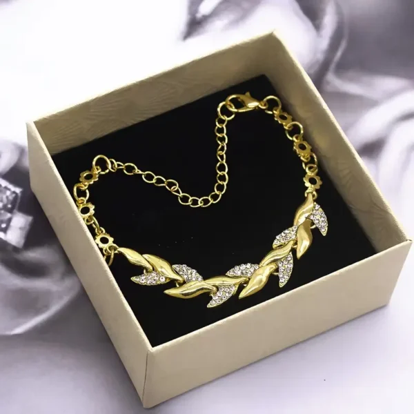 Leaf Rhinestone Ladies Party Bracelet Jewelry