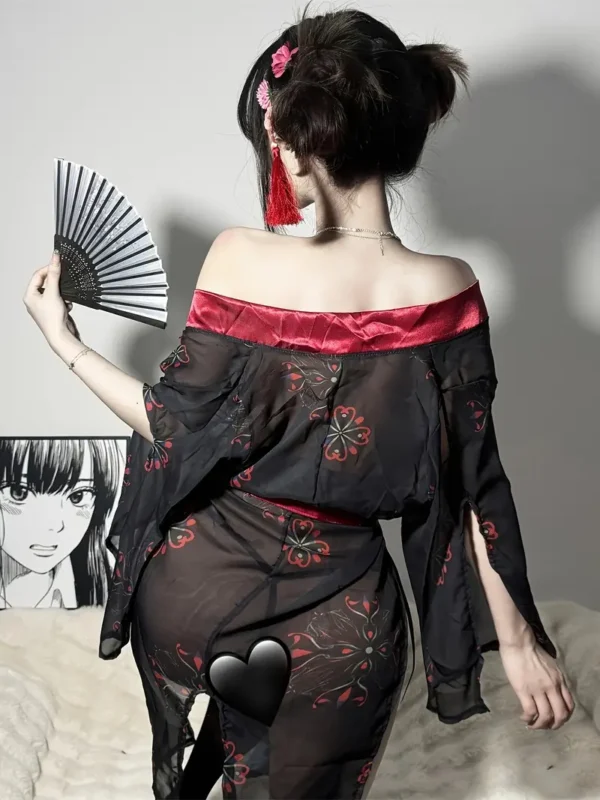 Solid Color Japanese Dark Kimono Dating Robe