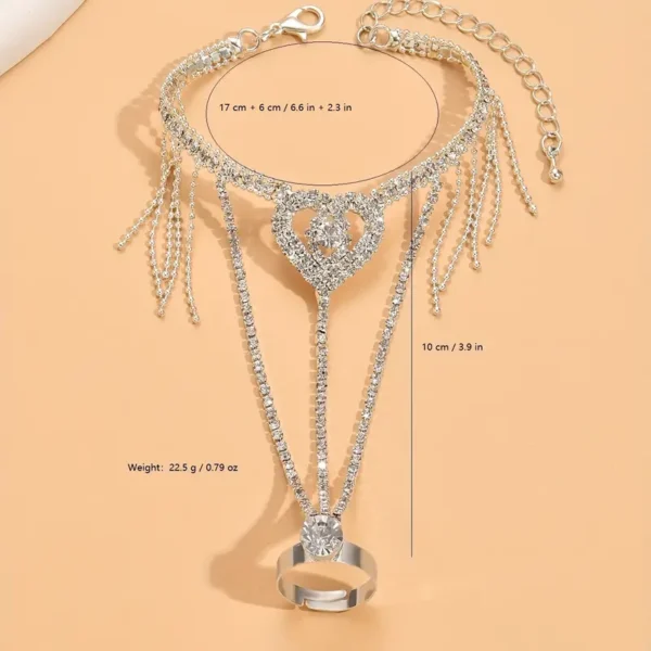 Silver Plated Heart Ring Bracelet