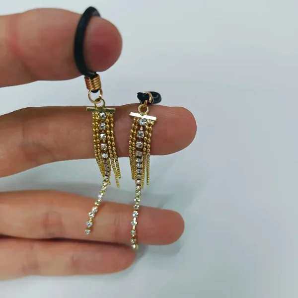 Luxury Crystal Tassel Earrings and Silicone Nipple Clip Set