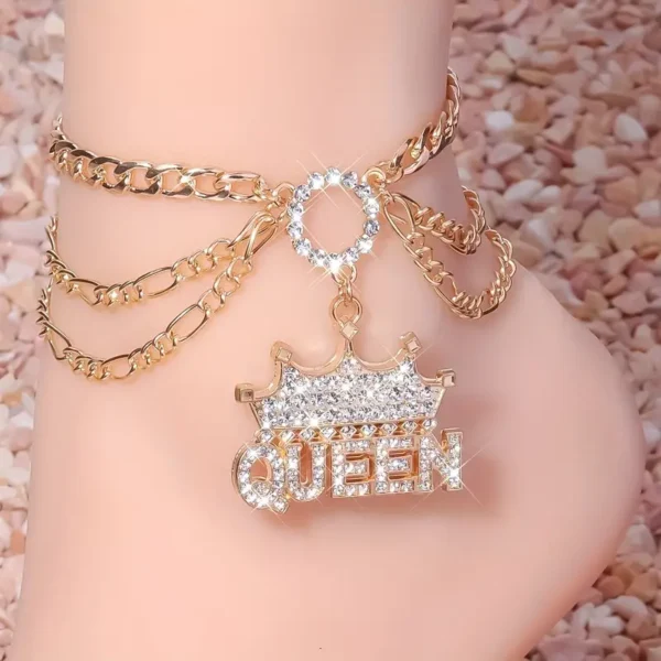 Multilayer Full Of Rhinestones Crown Anklet