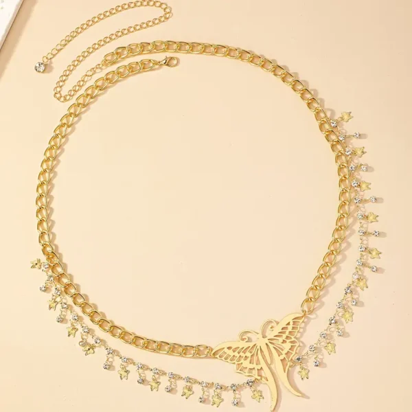 Hollow Butterfly Tassel Belt Chain