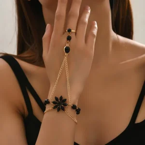 Floral Adjustable Ring-Bracelet Hybrid