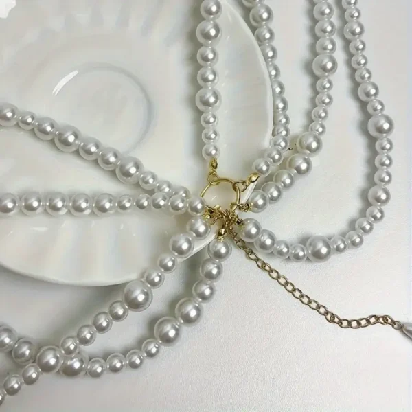 Adjustable chain belt with imitation pearls
