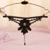 Black lace collar with pearl pendant