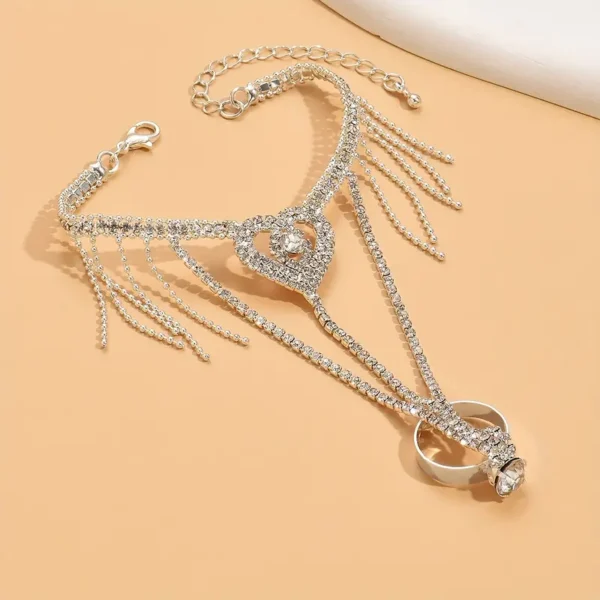 Silver Plated Heart Ring Bracelet