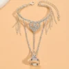 Silver Plated Heart Ring Bracelet