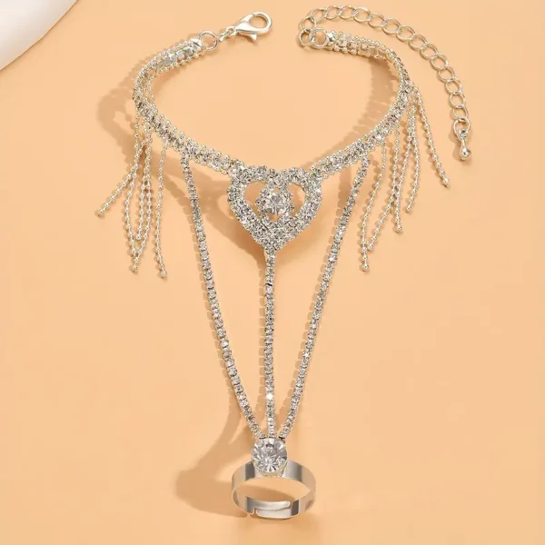 Silver Plated Heart Ring Bracelet