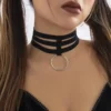 Ring Pendant Layered Choker