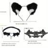 3Pcs Sexy Cat Ear Headband Tied with Bat Mask Sweet Choker Collar