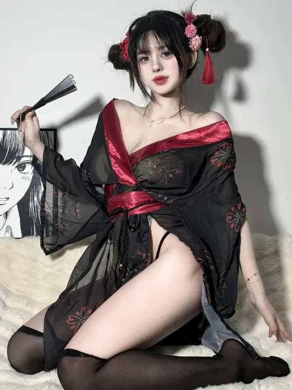 Solid Color Japanese Dark Kimono Dating Robe