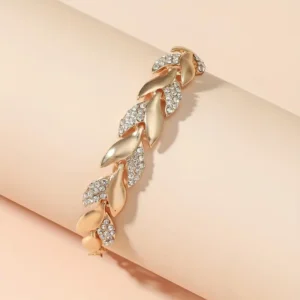 Leaf Rhinestone Ladies Party Bracelet Jewelry
