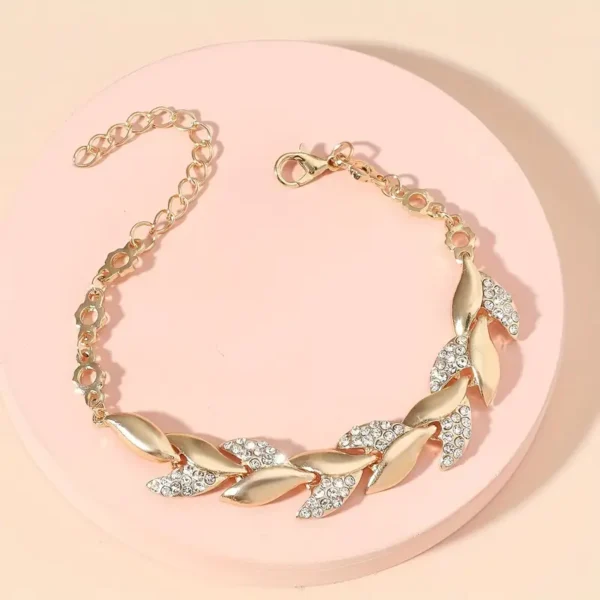 Leaf Rhinestone Ladies Party Bracelet Jewelry