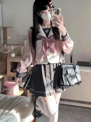 Chic Sailor-Inspired JK Uniform Set for Women