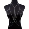 Stainless Steel Nipple Ring with Body Chain Waist Chest Chain