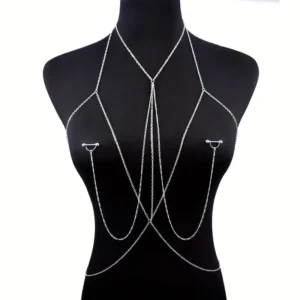 Stainless Steel Nipple Ring with Body Chain Waist Chest Chain