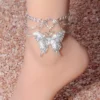 Silver-Plated Butterfly Anklet
