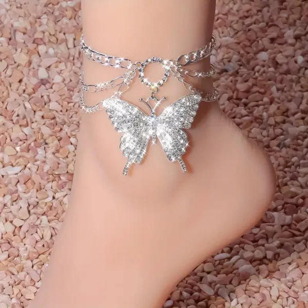 Silver-Plated Butterfly Anklet
