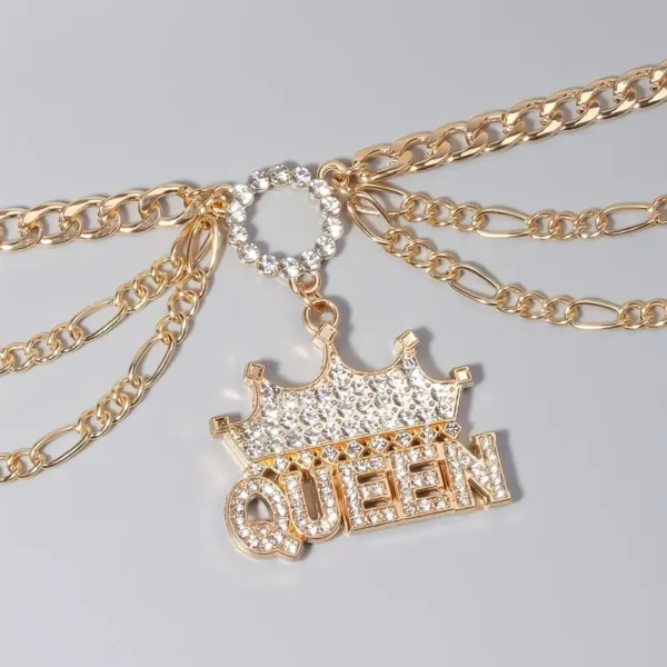 Multilayer Full Of Rhinestones Crown Anklet