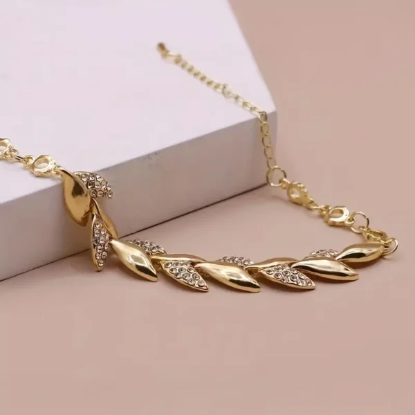 Leaf Rhinestone Ladies Party Bracelet Jewelry