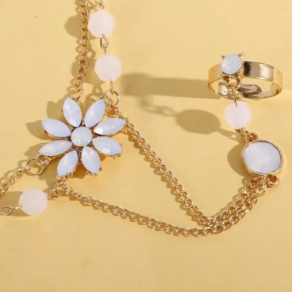 Floral Adjustable Ring-Bracelet Hybrid