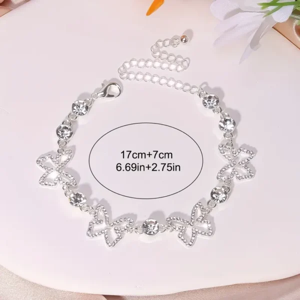 Silver Skeleton Rhinestone Butterfly Anklet
